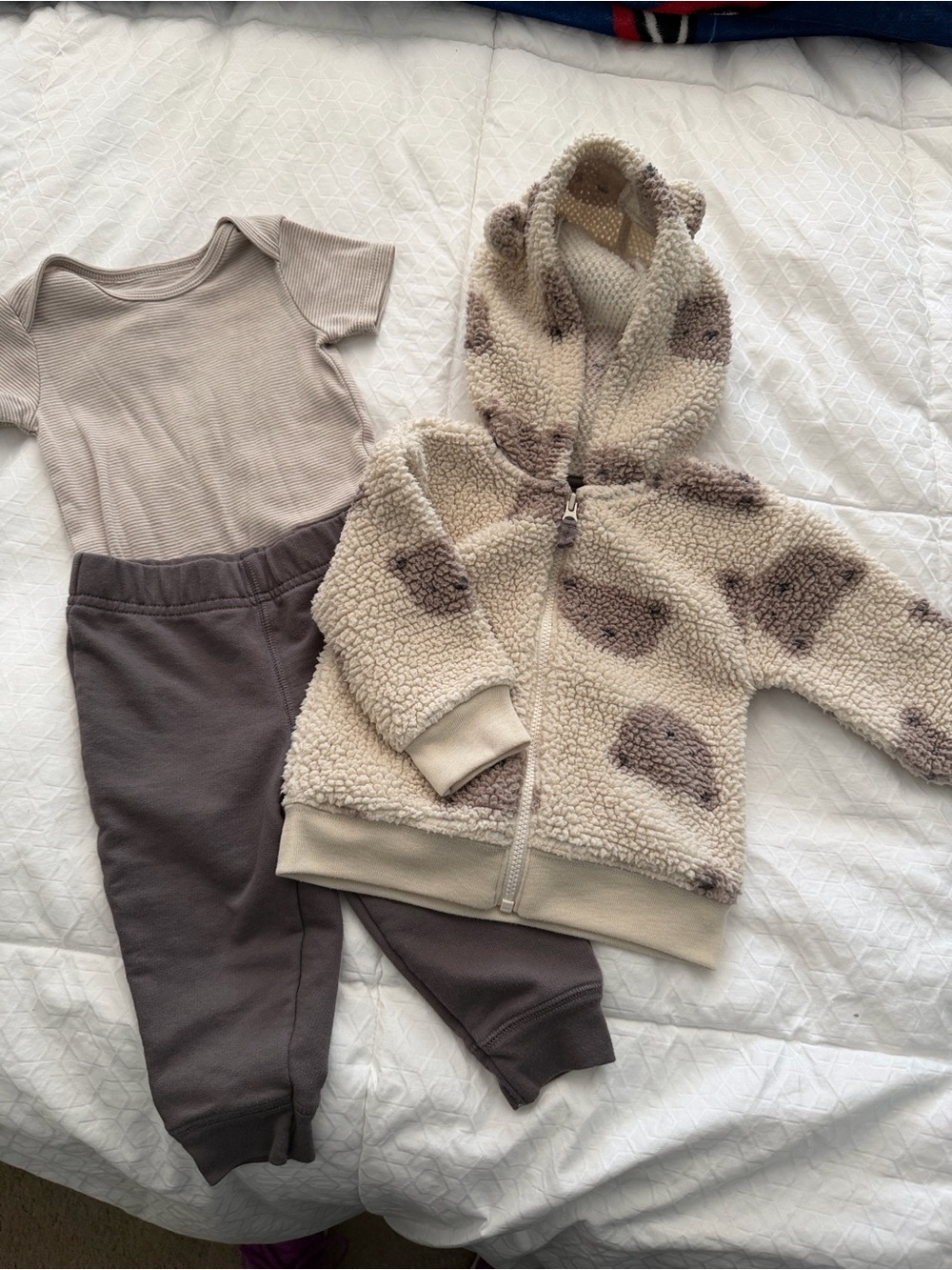 Carter's Beige and Brown Plush Hooded Jacket